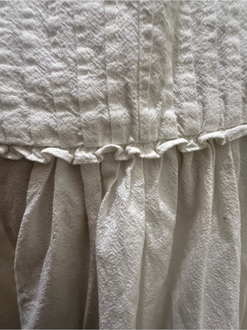 Free People. Cherry Long Sleeve Bib Mini Shirtdress. Optic White. Size Small.